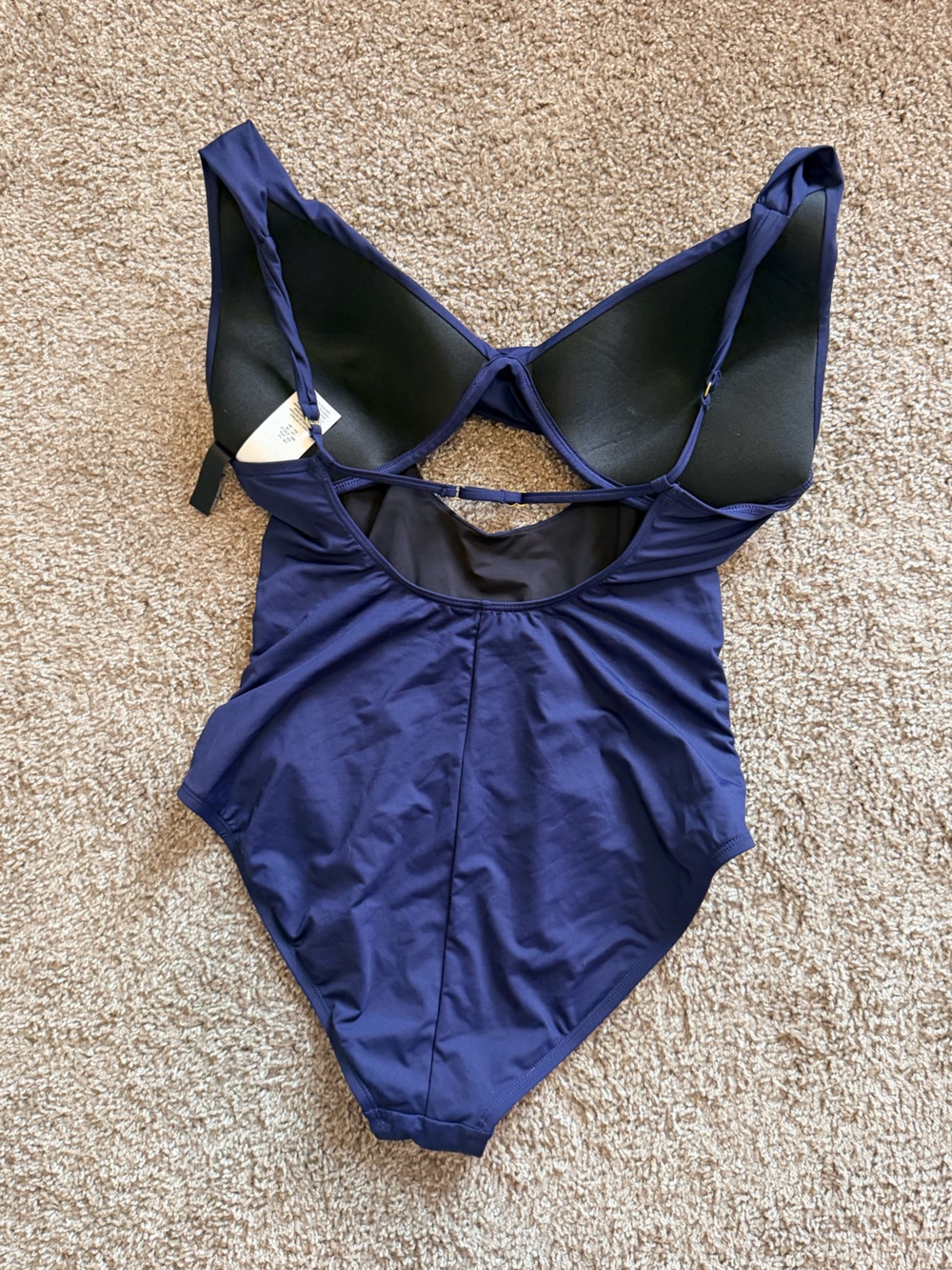 La Blanca Island Goddess One Piece Swimsuit Size 12 Indigo Cross Front Keyhole - Picture 4 of 8